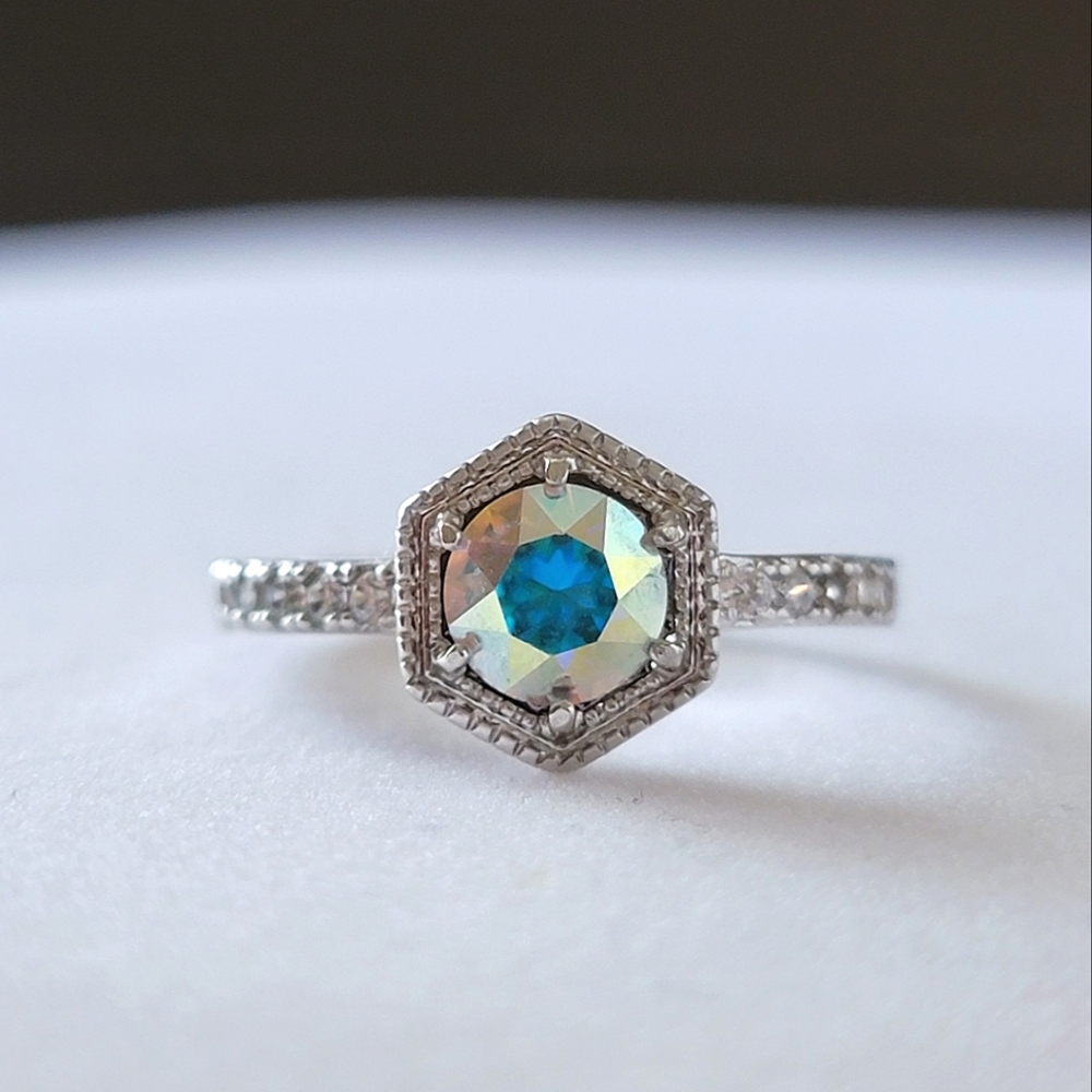 Fragrant Jewels Sparkling Irridescent Hexagon Ring